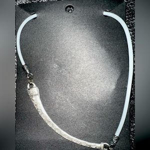 Unique necklace- metal piece with rope/leather style “chain”